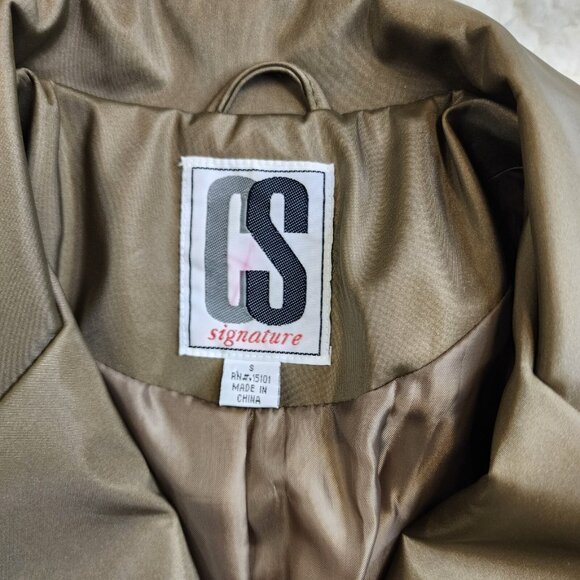 CS Signature Coat Jacket Sm Metallic Bronze Pockets Collar Vintage Old Money - Picture 5 of 8